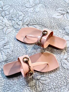 Jeffrey Campbell A Lil Bit Jelly Thong Sandal Blush Pink Size 7💛